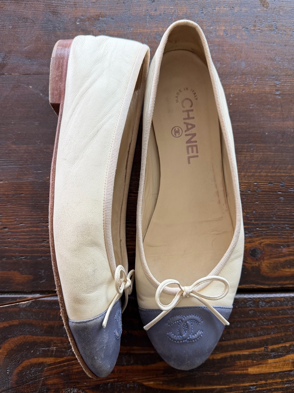 Chanel Interlocking CC Logo Lambskin Ballet Flats Size IT 39.5 - Picture 9 of 16